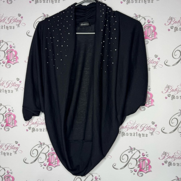 Seduction cardigan rhinestone bling diamond crystals flowy cinching cute comfy - Picture 2 of 7